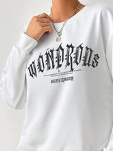 Leisure Simple Letter Printed Round Neck Long Sleeve Loose Sweatshirt And Shorts Set, Suitable For Spring And Autumn Seasons